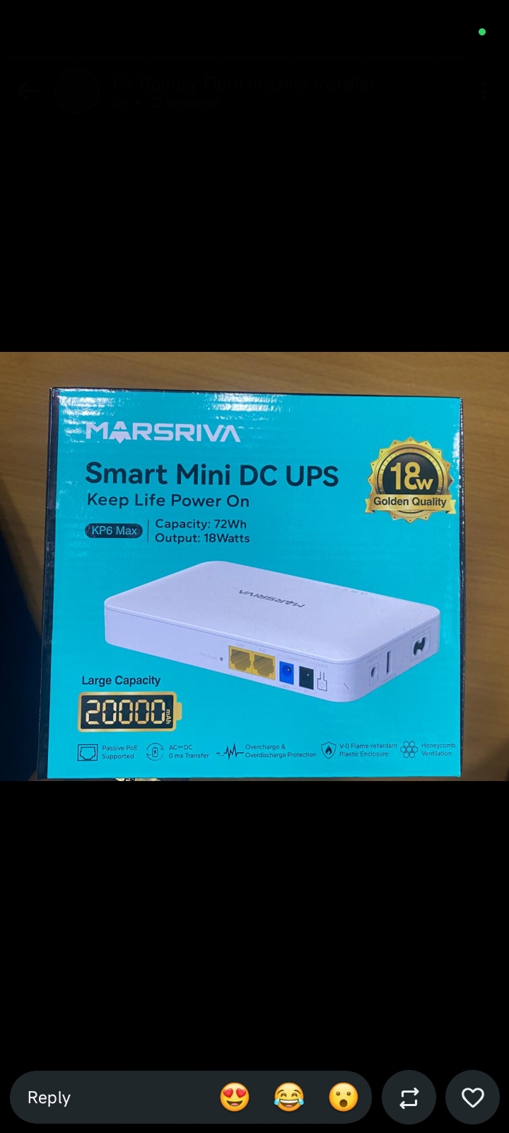 WiFi wireless router power backup