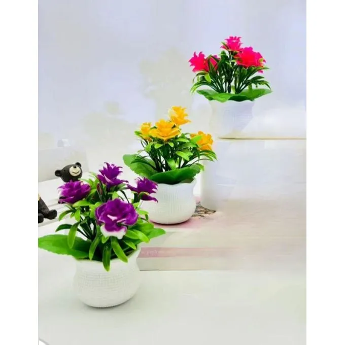 Artificial Plants Bonsai Small Tree Pot Plant Flowers Potted for Table Hotel Garden Decor-3UNITS