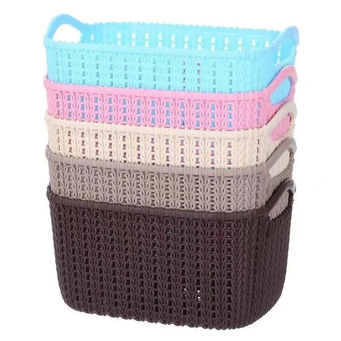 Set of Mini Woven Plastic Baskets For Storage, Organizer, cosmetics, toiletries etc-5Units